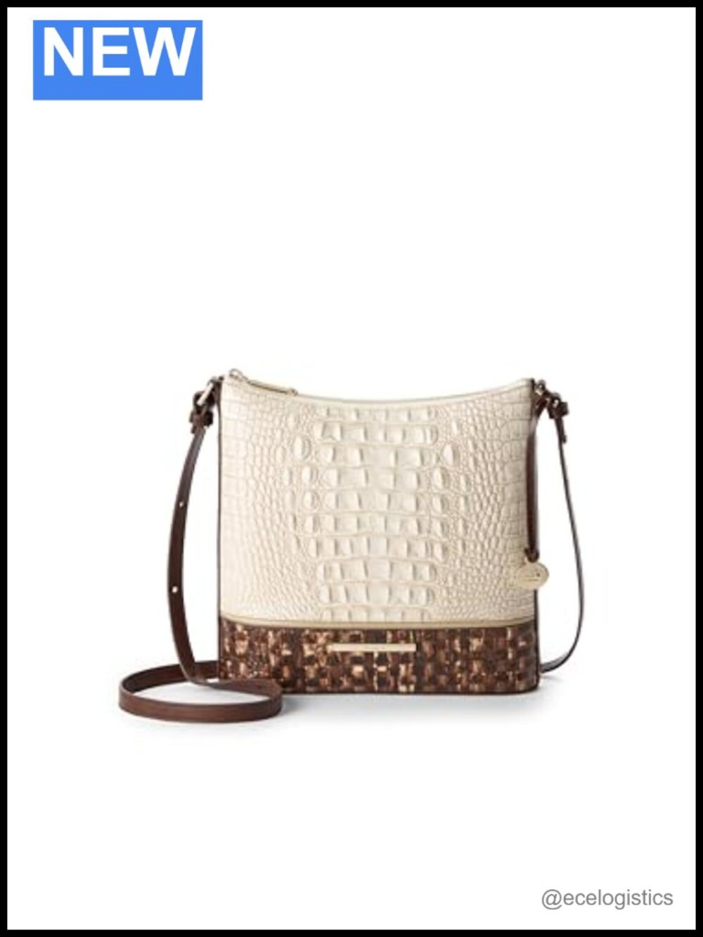 Leather Crossbody Bag Zip Top Adjustable Strap Multi Pockets